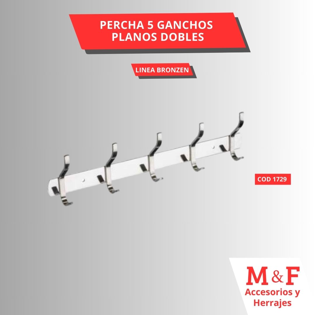 Percha 5 Ganchos Planos Dobles 